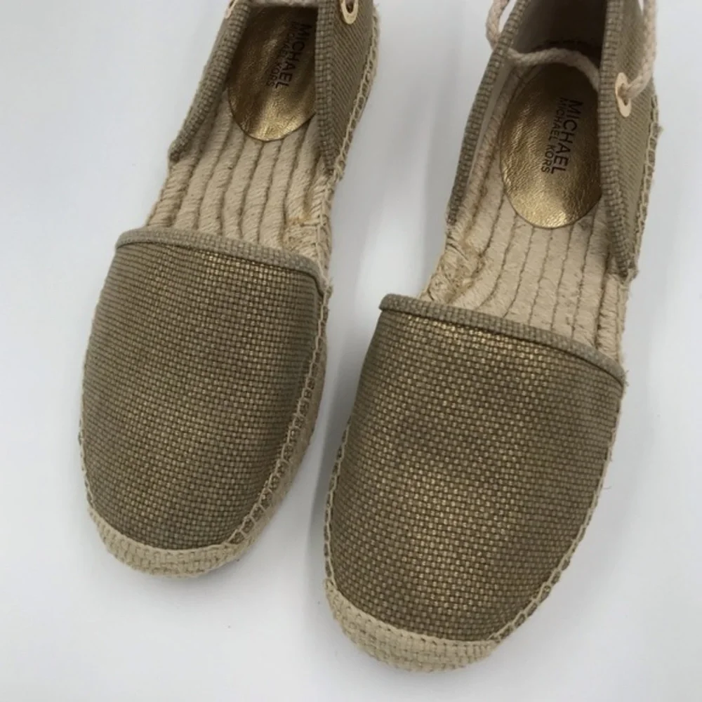 Michael Kors Tan Gold Margie Lace-Up Espadrille Sandals size 8